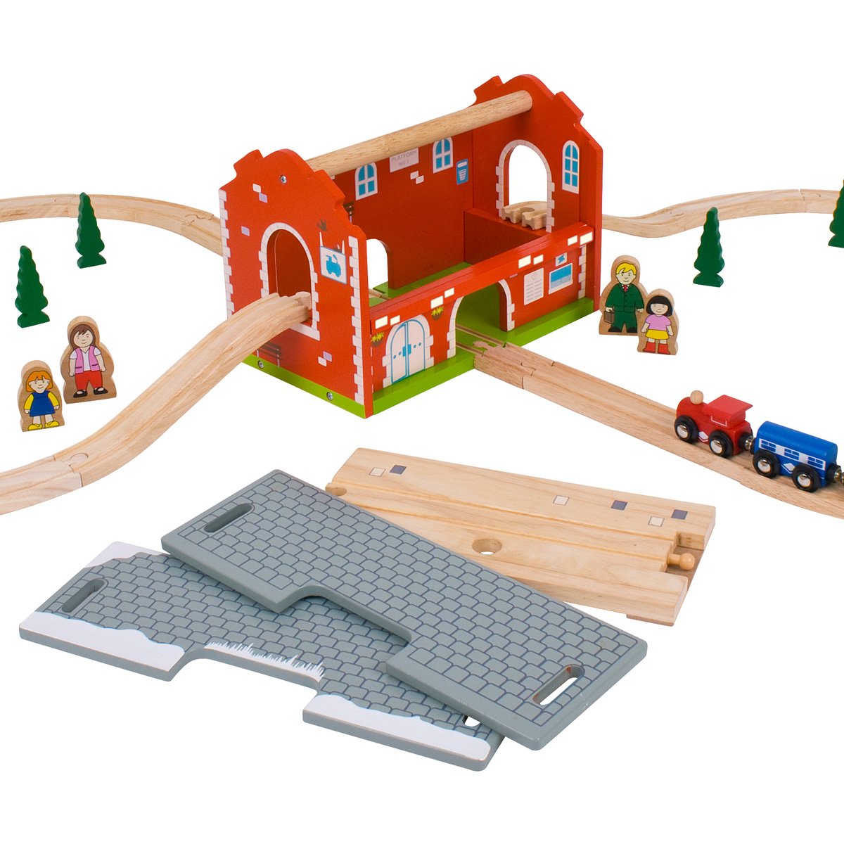 Bigjigs railway station store carry set