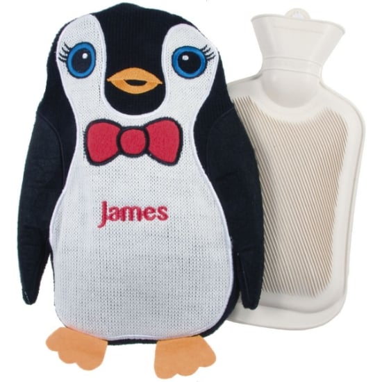 Named Hot Water Bottle - Penguin