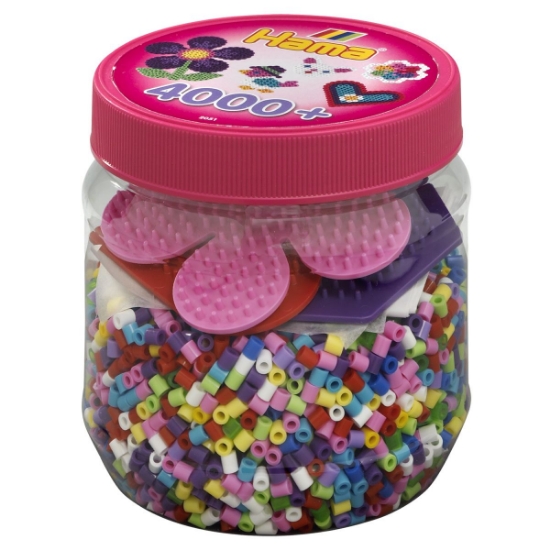 Hama Beads - 4,000 Pink Tub with Pegboards