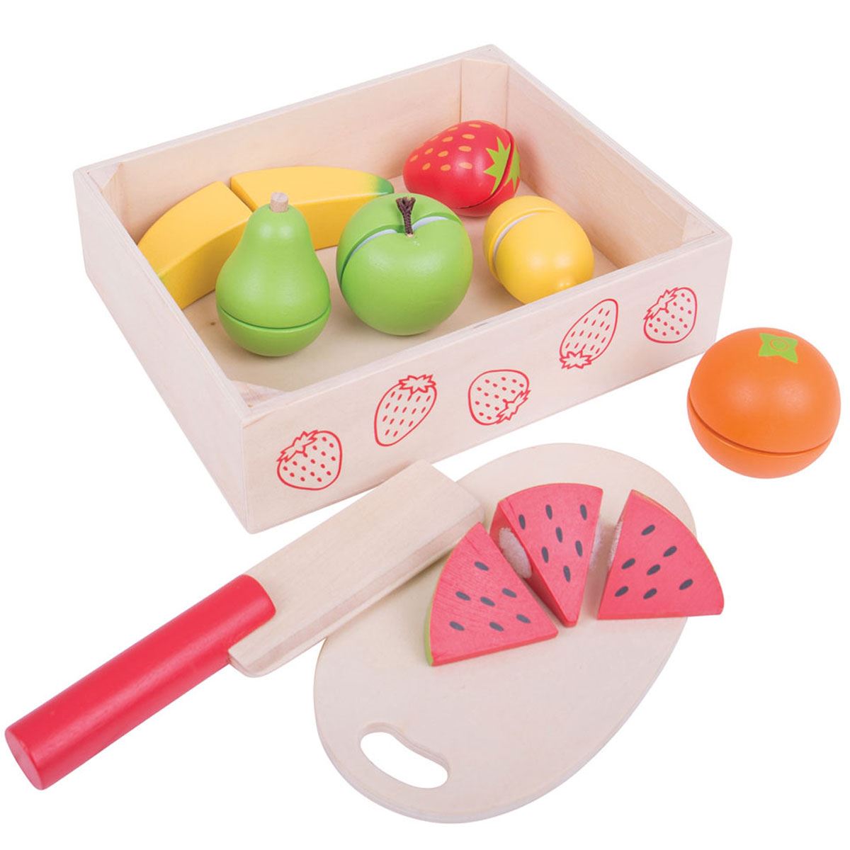 Cutting Fruit Box | Bigjigs (BJ747) | Wooden Play Food | Mulberry Bush