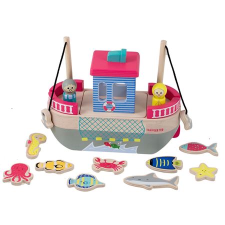 Wooden Fishing Game with Pond Base, Wooden Children's Games