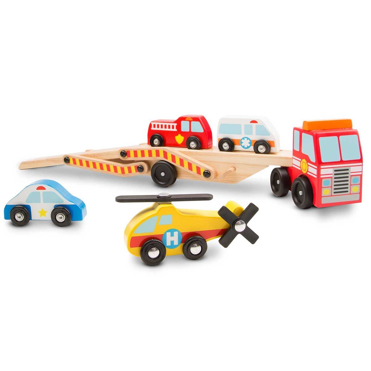 Emergency Vehicle Carrier | Melissa & Doug | Wooden Toy Cars | Mulberry ...