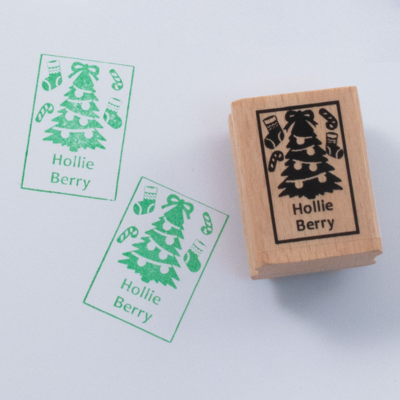 Named Rubber Stamp Christmas Tree Mulberry Bush Personalised