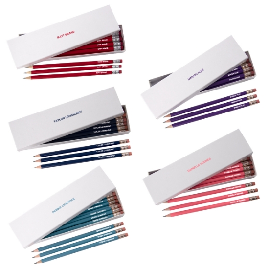 Personalised HB Pencils in White Box