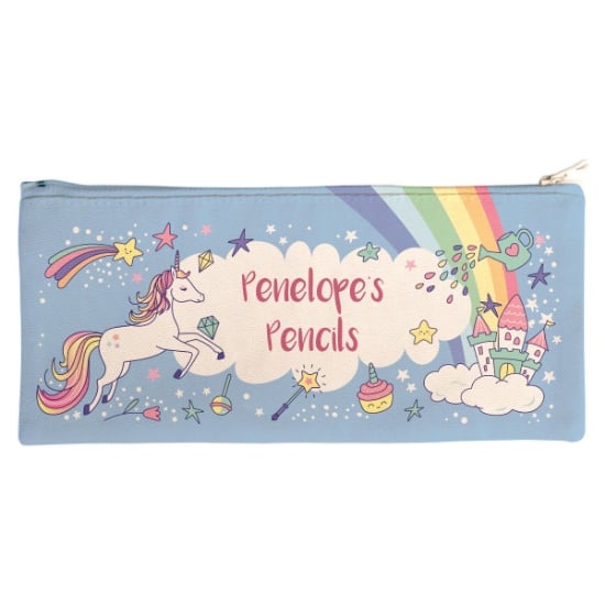 Personalised Canvas Pencil Case - Rainbow Unicorn