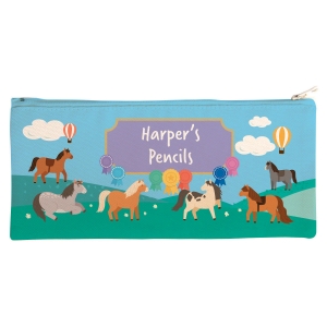 Picture of Personalised Canvas Pencil Case - Ponies