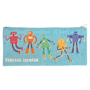 Picture of Personalised Canvas Pencil Case - Robots