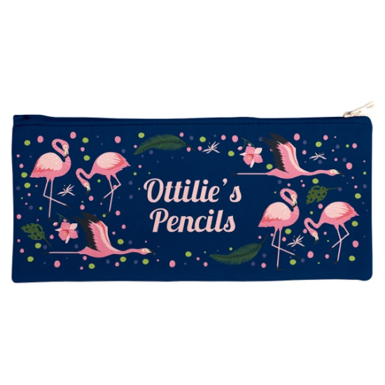 Personalised Canvas Pencil Case - Flamingos