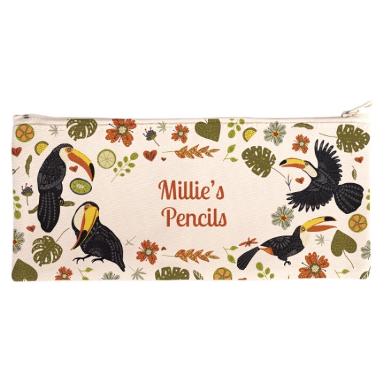 Personalised Canvas Pencil Case - Toucans