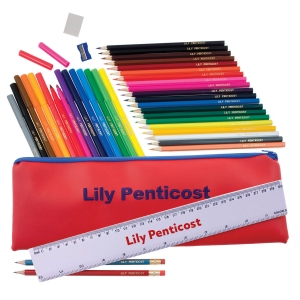 Embroidered Jumbo Pencil Case - Red image