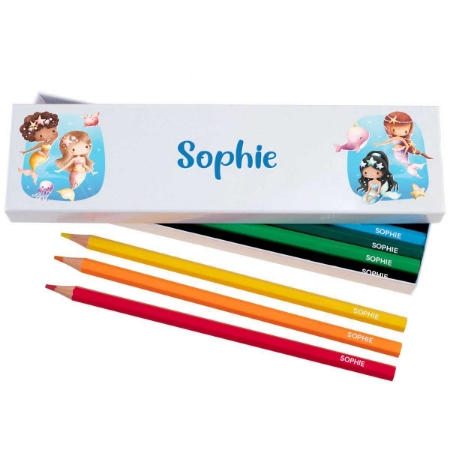 Picture of Box of 12 Named Colouring Pencils - Mermaids