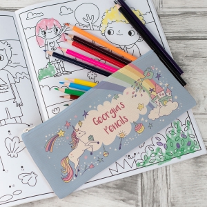 Picture of Personalised Canvas Pencil Case - Rainbow Unicorn