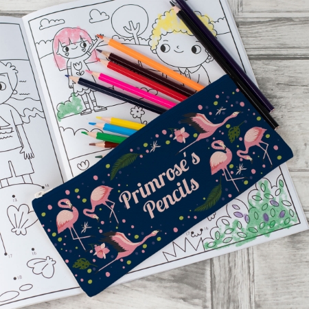 Picture of Personalised Canvas Pencil Case - Flamingos