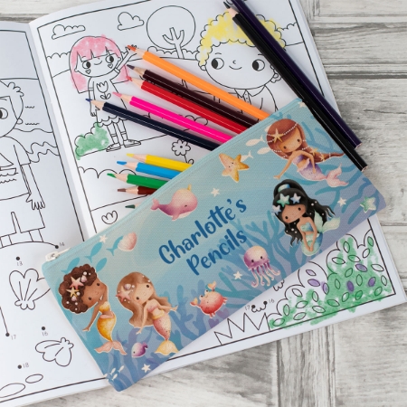 Picture of Personalised Canvas Pencil Case - Mermaids