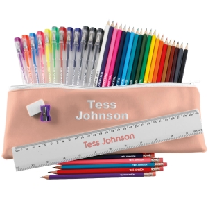 Named Jumbo Pencil Case Set - Dusky Pink image